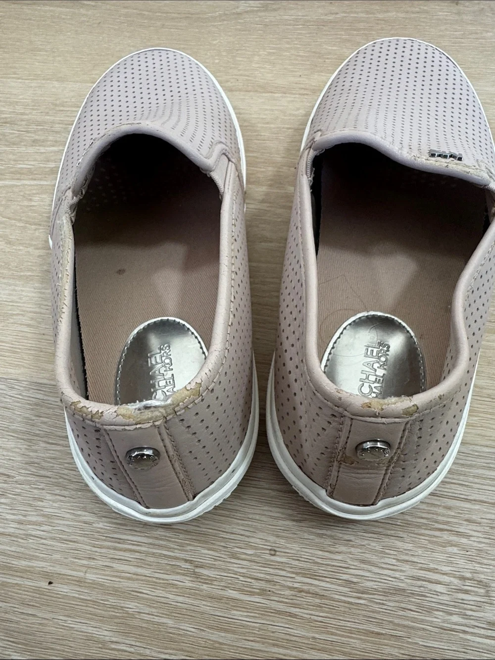 Michael Kors Perforated Slip-On Sneakers in Blush Pink